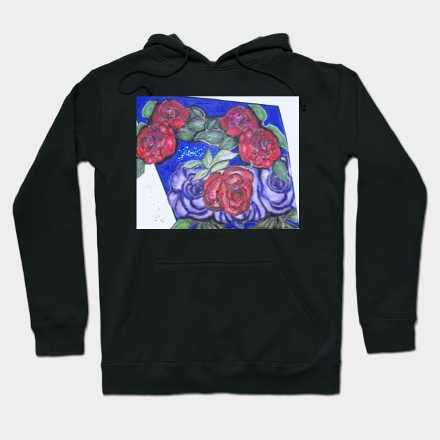 Roses And Blue Hoodie by cjkell